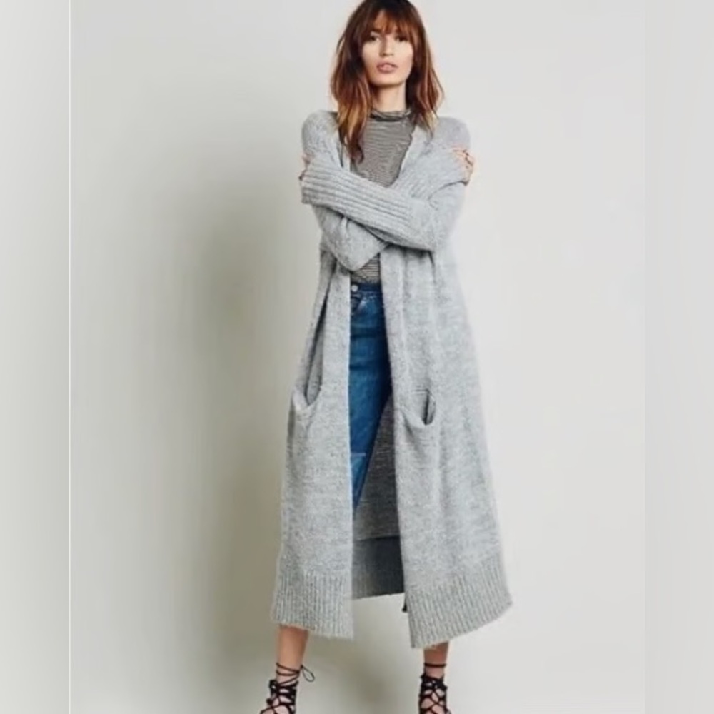 Free Peopel Santa Cruz duster cardigan long slouchy gray XS